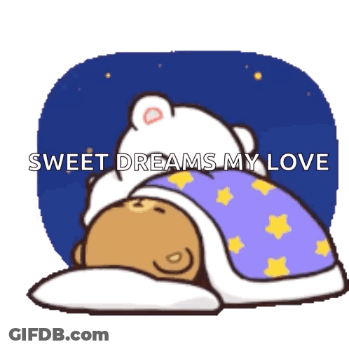 A Cartoon Of A Bear Sleeping With The Words Sweet Dreams My Love GIF