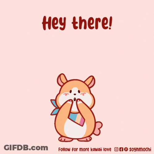 A Cartoon Of A Bear Surrounded By Pink Hearts With The Words Hey There GIF