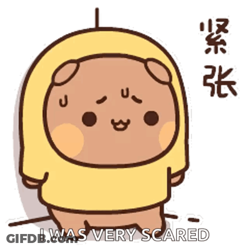 A Cartoon Of A Bear Wearing A Yellow Hoodie And Saying I Was Very Scared . GIF