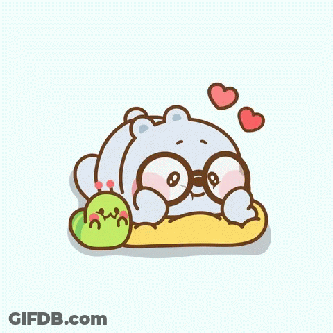 A Cartoon Of A Bear Wearing Glasses And A Caterpillar GIF