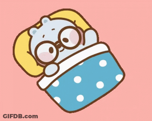 A Cartoon Of A Bear Wearing Glasses Sleeping On A Bed GIF