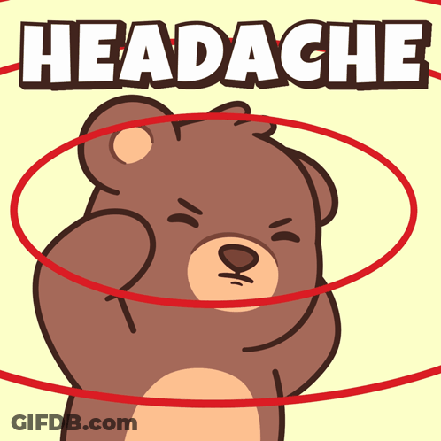 A Cartoon Of A Bear With A Headache GIF