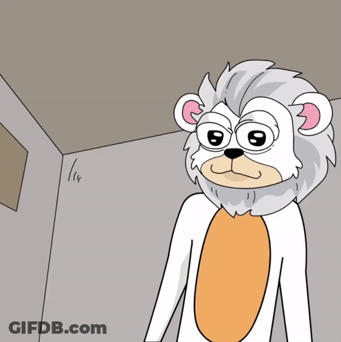 A Cartoon Of A Bear With A Lion 'S Mane GIF