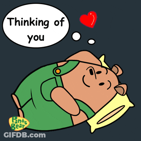 A Cartoon Of A Bear With A Thought Bubble Saying Thinking Of You GIF