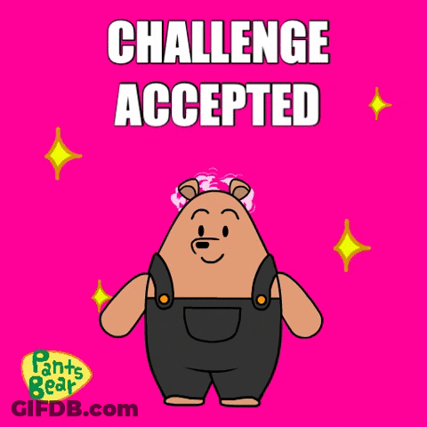 Cartoon Bear With Challenge Accepted Text GIF