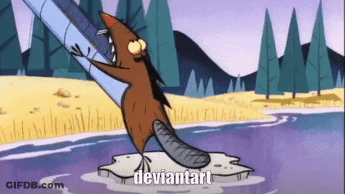 A Cartoon Of A Beaver With Deviantart Written On The Bottom Right GIF