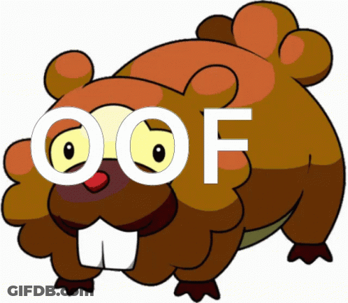 A Cartoon Of A Beaver With The Word Oof Above It GIF