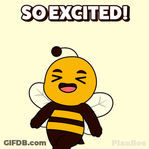 A Cartoon Of A Bee Says So Excited GIF