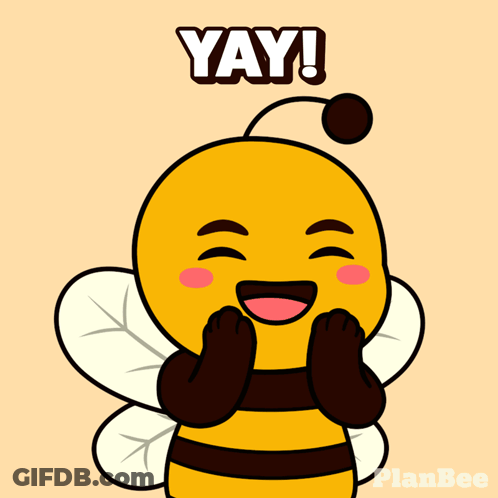 A Cartoon Of A Bee Says Yay GIF