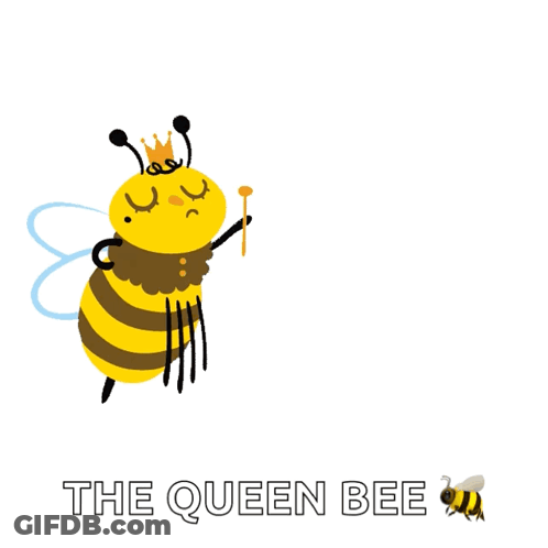 A Cartoon Of A Bee With A Crown On Its Head Holding A Wand GIF