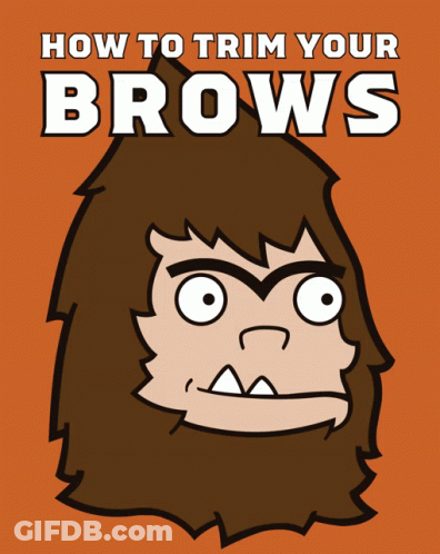 A Cartoon Of A Bigfoot With The Words How To Trim Your Brows GIF