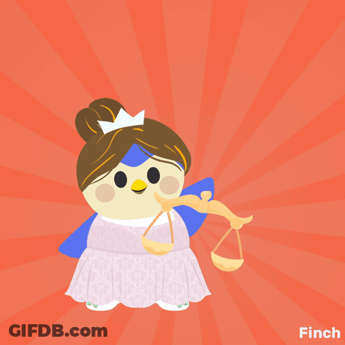 A Cartoon Of A Bird Holding A Scale With The Words Libra Month Written Above It GIF