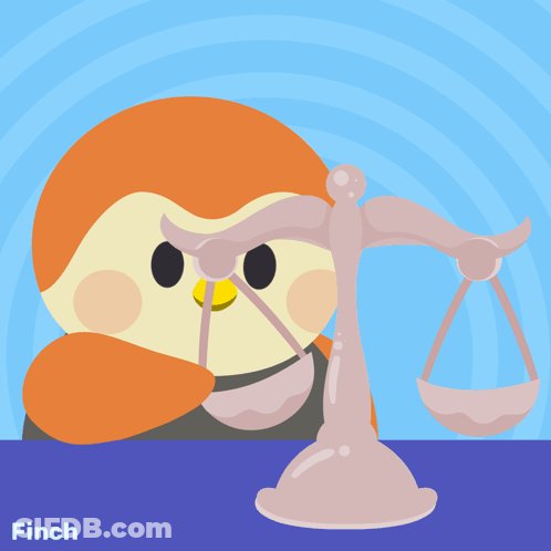 A Cartoon Of A Bird Holding A Scale With The Words Libra Vibe Written Above It GIF