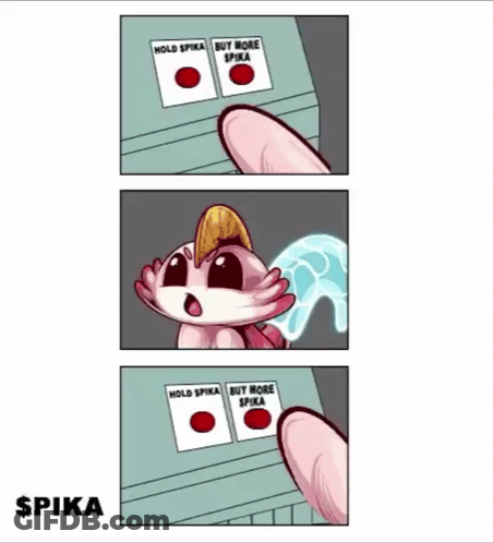 A Cartoon Of A Bird Pressing A Button That Says Hold Spika GIF