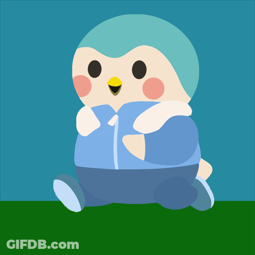 A Cartoon Of A Bird With A Blue Jacket On GIF