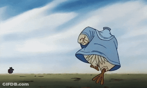 A Cartoon Of A Bird With A Blue Shirt On GIF