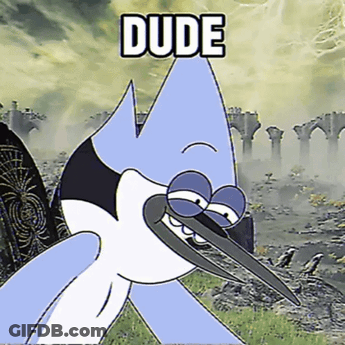 A Cartoon Of A Bird With The Word Dude Written On It GIF