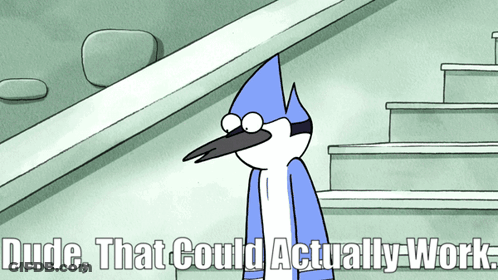 A Cartoon Of A Bird With The Words Dude That Could Actually Work GIF