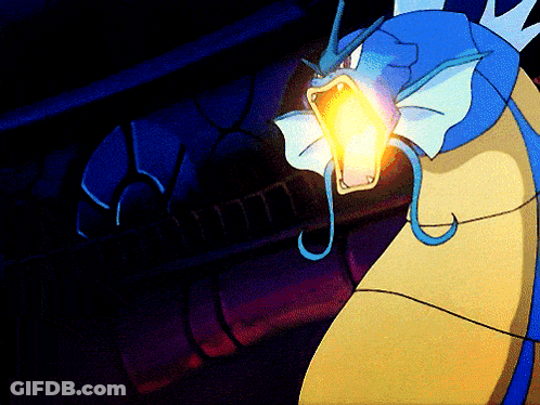 A Cartoon Of A Blue And Yellow Monster With Its Mouth Open GIF