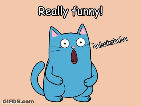 A Cartoon Of A Blue Cat With The Words Really Funny GIF