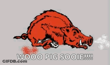 A Cartoon Of A Boar With The Words Wooo Pig Sooie Written Below It GIF
