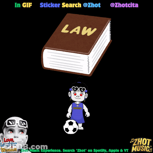 A Cartoon Of A Book Titled Law With A Sticker Search At The Top GIF