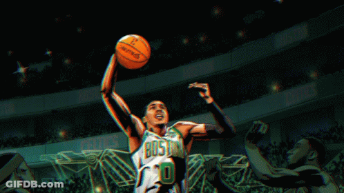 A Cartoon Of A Boston Celtics Basketball Player GIF