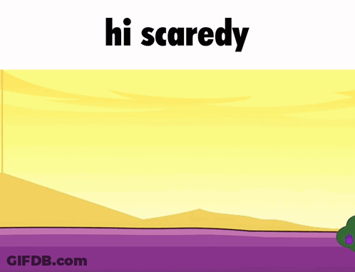 A Cartoon Of A Box That Says Hi Scaredy On It GIF