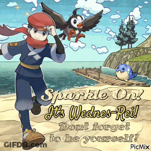 A Cartoon Of A Boy And A Bird Says Sparkle On It 'S Wednesday GIF