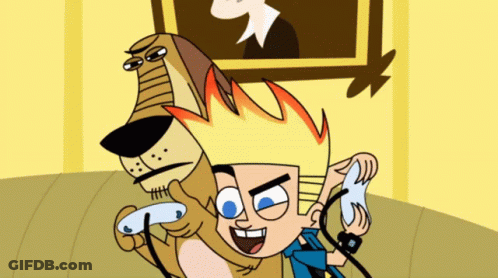 A Cartoon Of A Boy And A Dog Playing A Game GIF