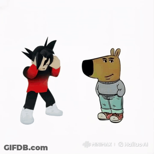 A Cartoon Of A Boy And A Dog Standing Next To Each Other With The Words Minimax At The Bottom GIF