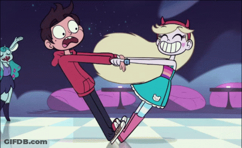 A Cartoon Of A Boy And A Girl Dancing Together GIF