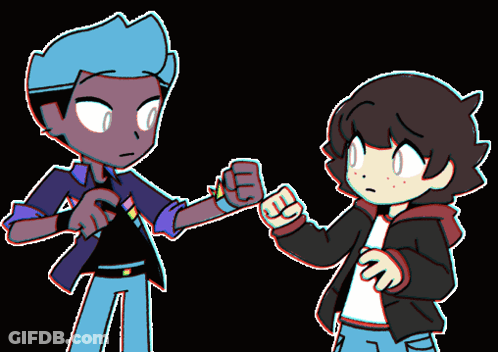 A Cartoon Of A Boy And A Girl Fighting GIF