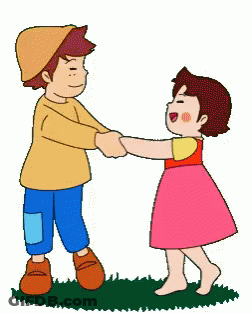 A Cartoon Of A Boy And A Girl Holding Hands GIF