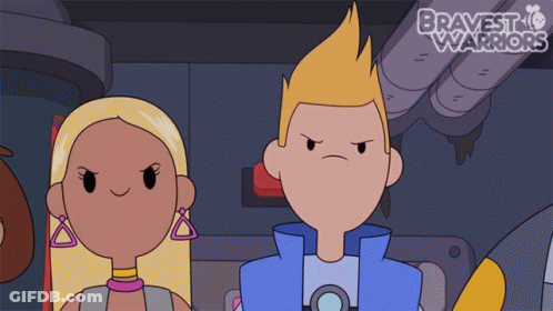 A Cartoon Of A Boy And A Girl With Bravest Warriors Written On The Bottom Right GIF
