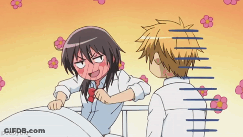 A Cartoon Of A Boy And A Girl With Peepyblu In The Corner GIF
