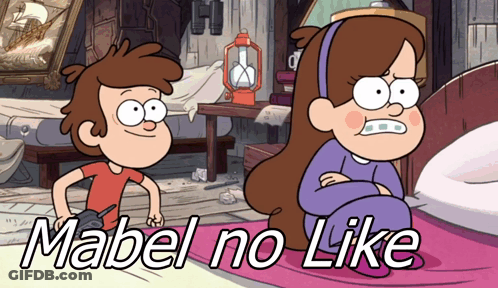 A Cartoon Of A Boy And A Girl With The Words Mabel No Like On The Bottom GIF