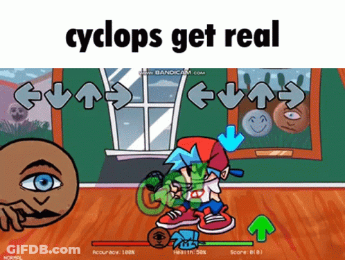 A Cartoon Of A Boy And A Lizard With The Words Cyclops Get Real GIF