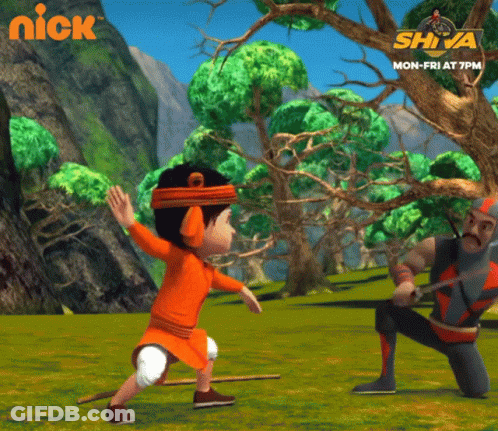 A Cartoon Of A Boy And A Man Fighting With A Nick Logo In The Background GIF