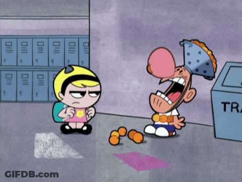 A Cartoon Of A Boy Blowing Bubbles Next To A Girl With A Backpack GIF