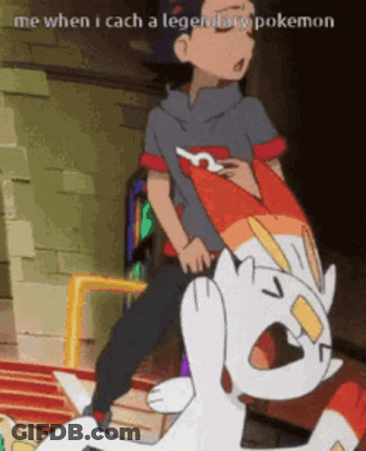 A Cartoon Of A Boy Carrying A Legendary Pokemon GIF