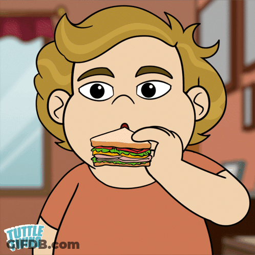 A Cartoon Of A Boy Eating A Sandwich With The Words Tuttle Twins On The Bottom Left GIF