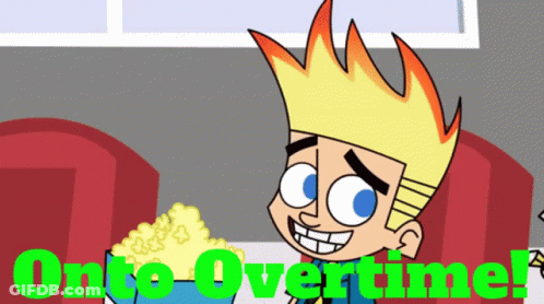 A Cartoon Of A Boy Eating Popcorn With The Words " Once Overtime " On The Bottom GIF