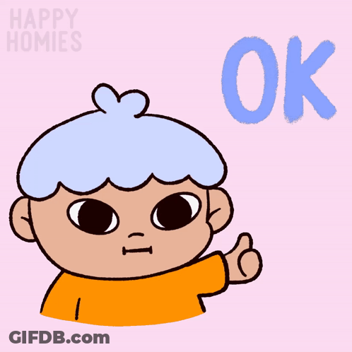 A Cartoon Of A Boy Giving A Thumbs Up And The Word Ok Below Him GIF