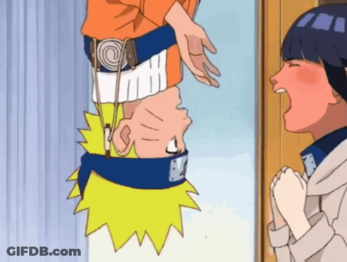 A Cartoon Of A Boy Hanging Upside Down With A Girl Behind Him GIF