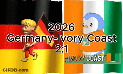 A Cartoon Of A Boy Holding A German Flag Next To A Cartoon Of A Penguin GIF