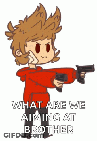 Boy Holding Gun Asking What Are We Aiming At Brother GIF