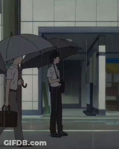 A Cartoon Of A Boy In The Rain GIF