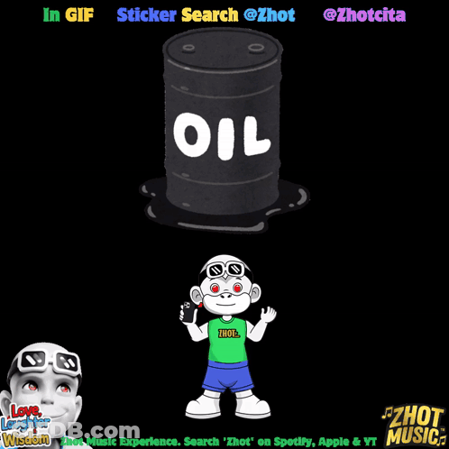 A Cartoon Of A Boy Standing In Front Of A Barrel Of Oil GIF