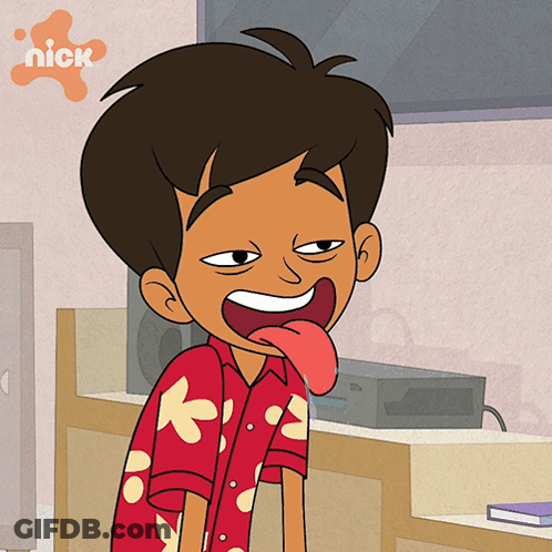 A Cartoon Of A Boy Sticking Out His Tongue With A Nick Logo In The Background GIF